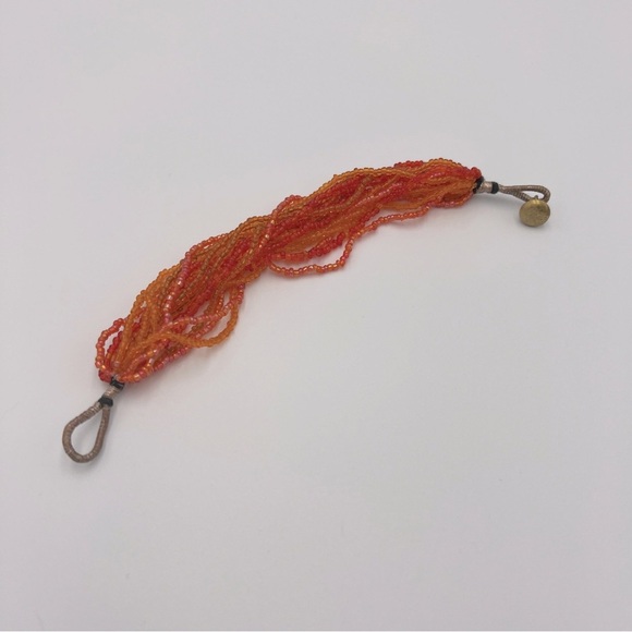 Multi-Strand Orange Seed Bead Bracelet Summer Bohemian Unique Sunset Inspired - Picture 7 of 9
